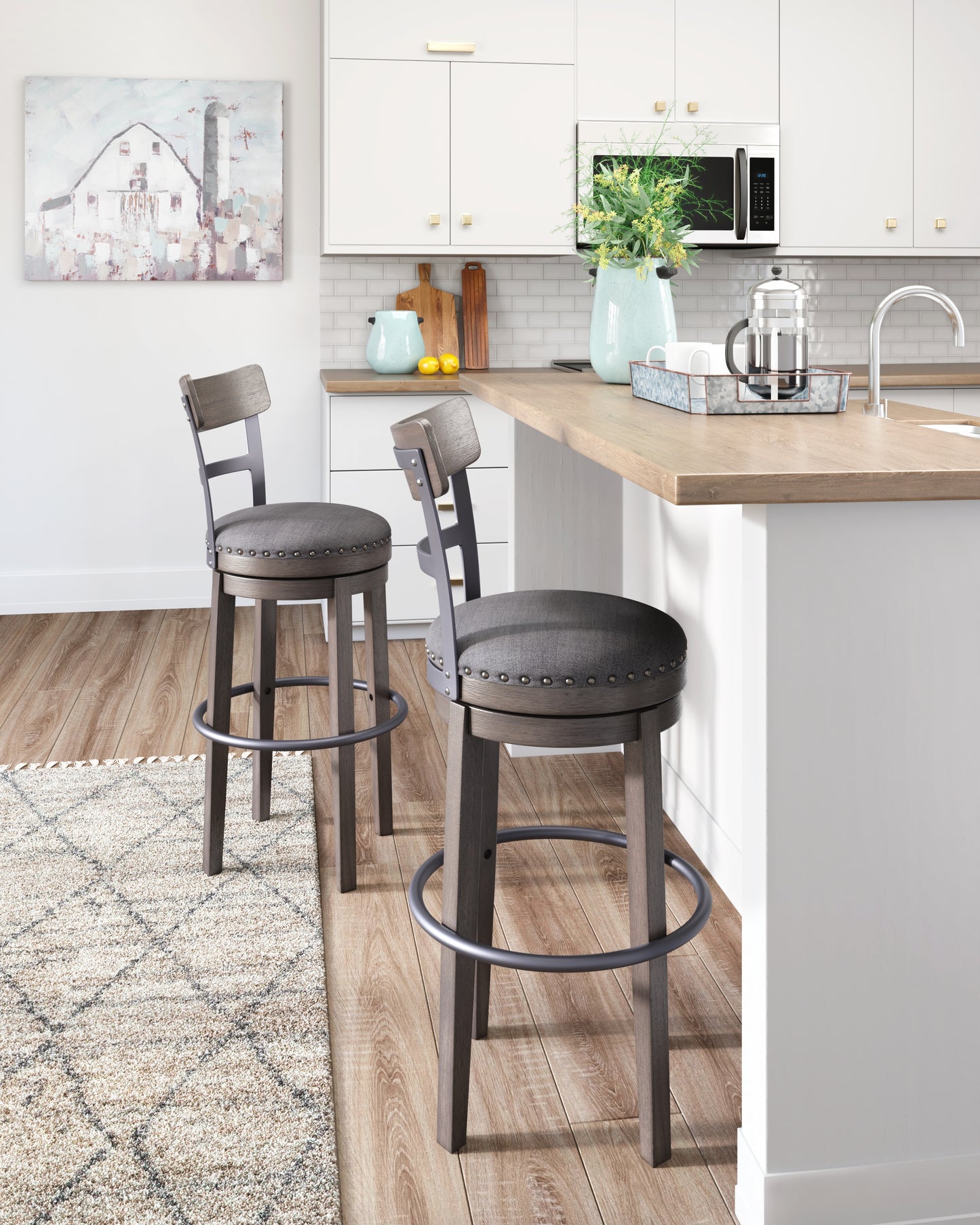 Haines Furniture Outlet - Ashley Furniture - Caitbrook Dining Room - Tall UPH Swivel Barstool(1/CN) / Gray - D388-230
