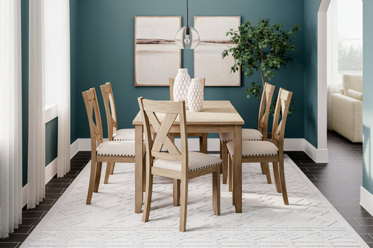 Haines Furniture Outlet - Ashley Furniture - Sanbriar Dining Room - RECT DRM Table Set (7/CN) / Light Brown - D393-425