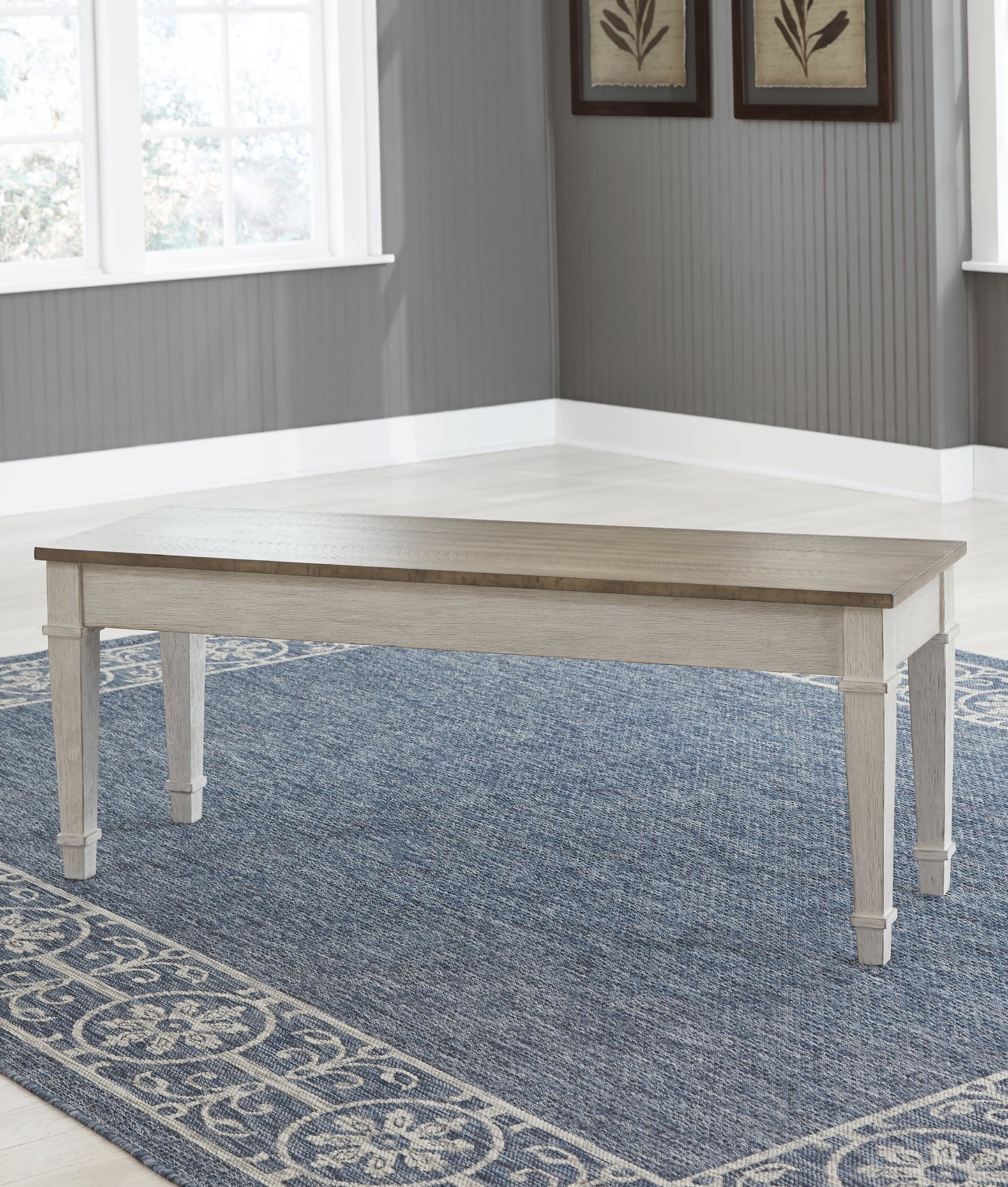Haines Furniture Outlet - Ashley Furniture - Skempton Dining Room - Storage Bench / White/Light Brown - D394-00