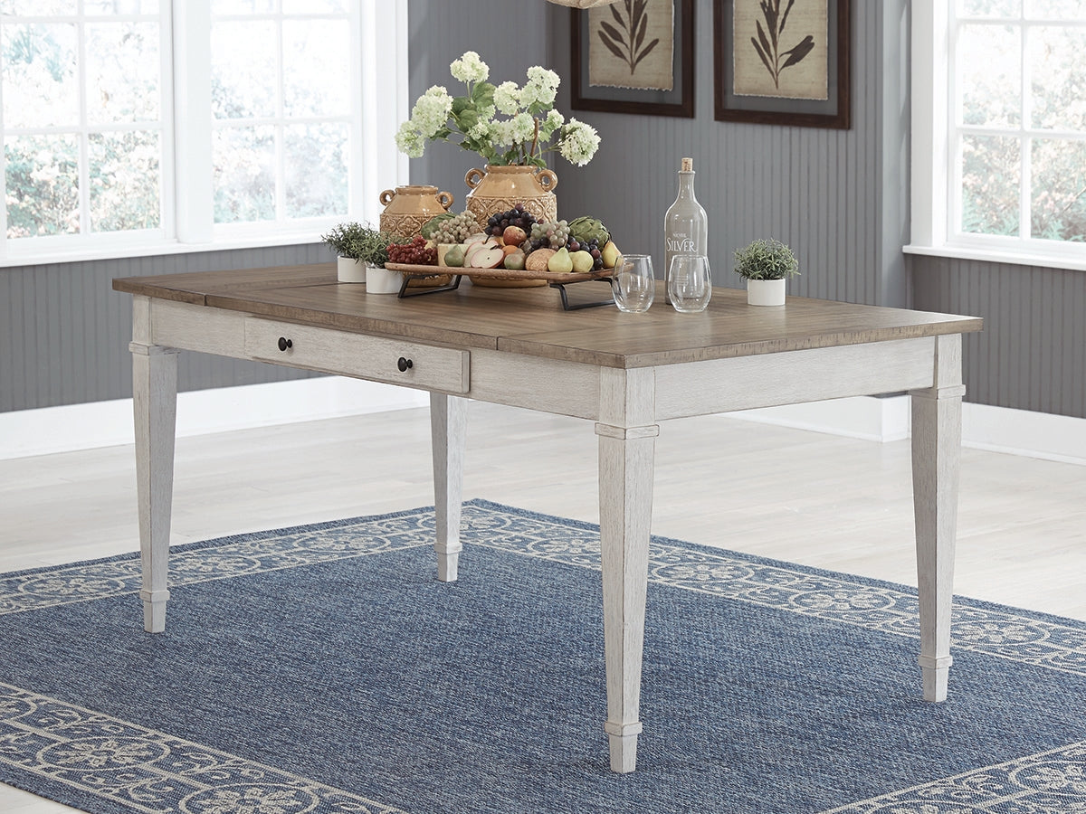 Haines Furniture Outlet - Ashley Furniture - Skempton Dining Room - RECT DRM Table w/Storage / White/Light Brown - D394-25