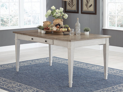 Haines Furniture Outlet - Ashley Furniture - Skempton Dining Room - RECT DRM Table w/Storage / White/Light Brown - D394-25