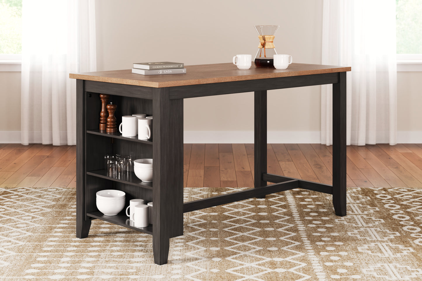 Haines Furniture Outlet - Ashley Furniture - Gesthaven Dining Room - RECT Dining Room Counter Table / Natural/Brown - D396-13