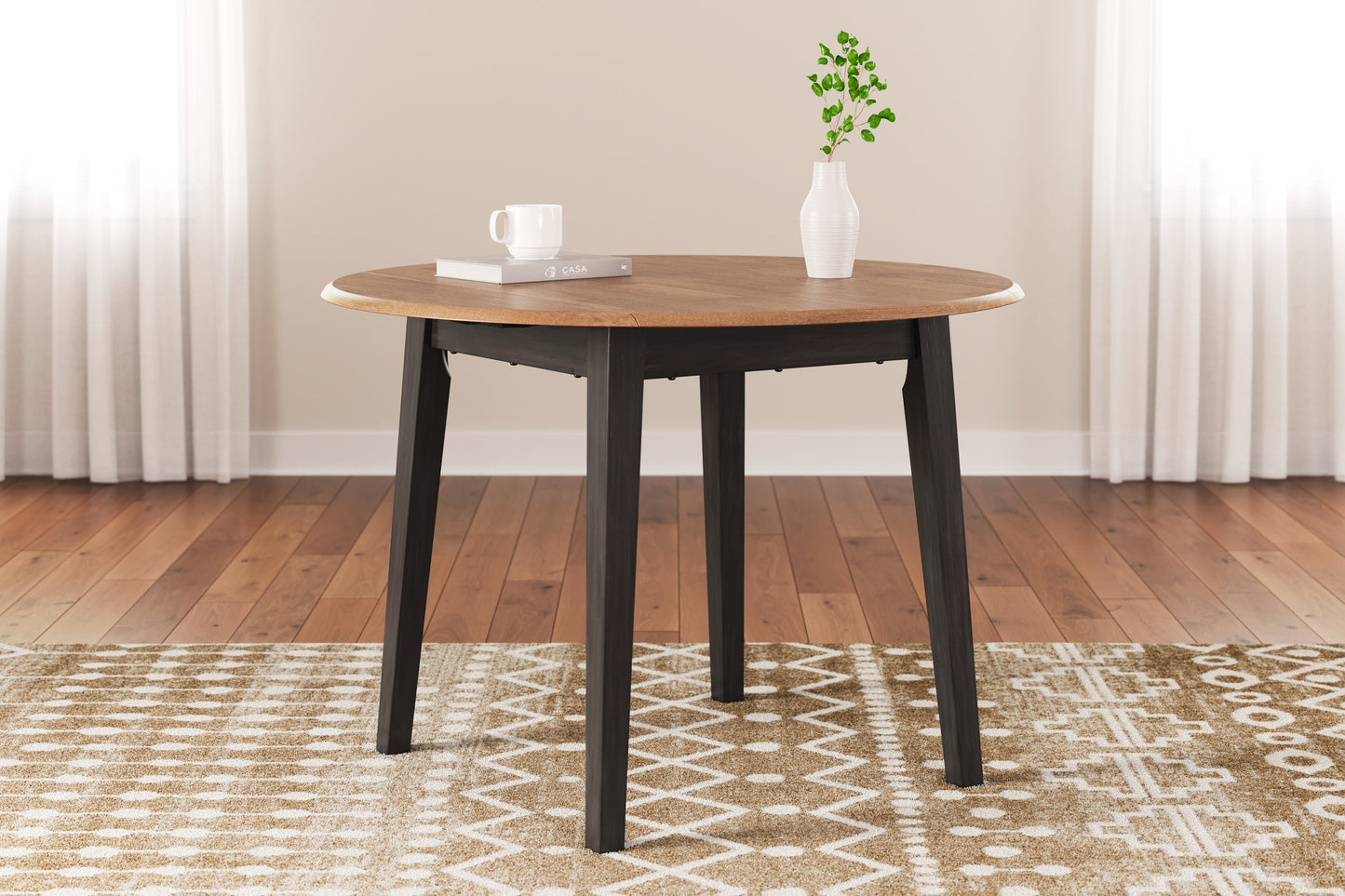 Haines Furniture Outlet - Ashley Furniture - Gesthaven Dining Room - Round DRM Drop Leaf Table / Natural/Brown - D396-15