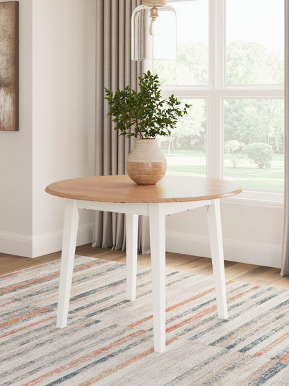 Haines Furniture Outlet - Ashley Furniture - Gesthaven Dining Room - Round DRM Drop Leaf Table / Natural/White - D398-15