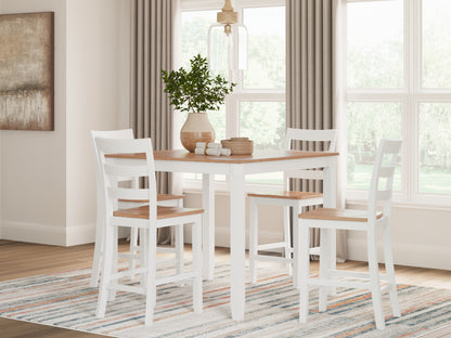 Haines Furniture Outlet - Ashley Furniture - Gesthaven Dining Room - DRM Counter Table Set (5/CN) / Natural/White - D398-223