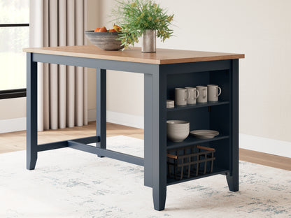 Haines Furniture Outlet - Ashley Furniture - Gesthaven Dining Room - RECT Dining Room Counter Table / Natural/Blue - D399-13