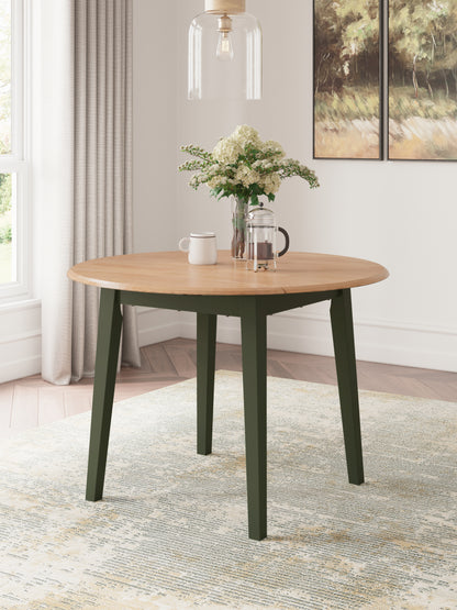 Haines Furniture Outlet - Ashley Furniture - Gesthaven Dining Room - Round DRM Drop Leaf Table / Natural/Green - D401-15