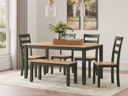 Haines Furniture Outlet - Ashley Furniture - Gesthaven Dining Room - Dining Room Table Set (6/CN) / Natural/Green - D401-325
