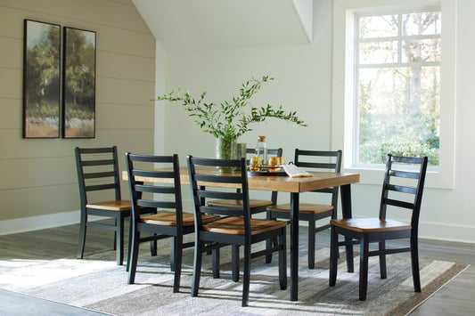Haines Furniture Outlet - Ashley Furniture - Blondon Dining Room - RECT DRM Table Set (7/CN) / Brown/Black - D413-425