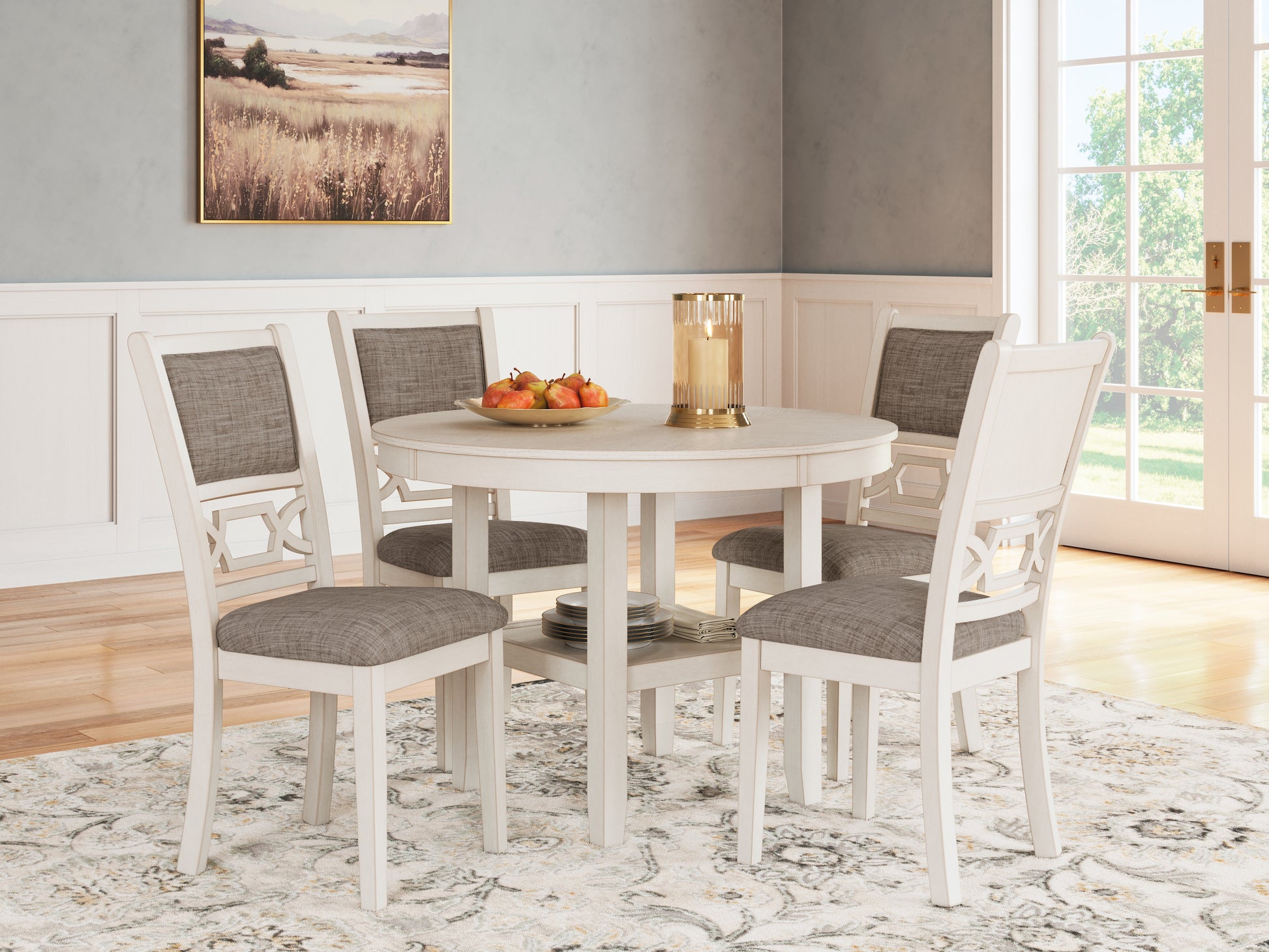 Haines Furniture Outlet - Ashley Furniture - Erinberg Dining Room - DRM Counter Table Set (5/CN) / Antique White - D423-223