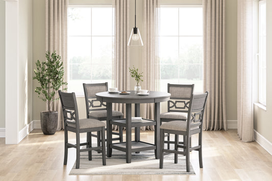 Haines Furniture Outlet - Ashley Furniture - Wrenning Dining Room - Dining Room Table Set (6/CN) / Gray - D425-325