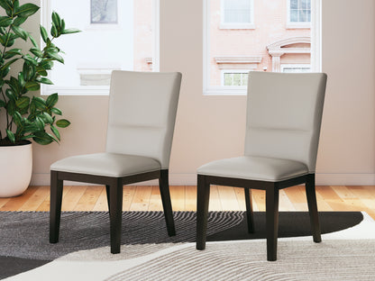Haines Furniture Outlet - Ashley Furniture - Glinari Dining Room - Dining Chair  (Set of 2) / Taupe/Black - D476-01X2