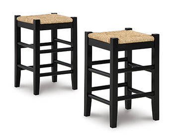 Haines Furniture Outlet - Ashley Furniture - Mirimyn Dining Room - Counter Height Bar Stool (Set of 2) / Black - D508-124X2