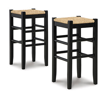 Haines Furniture Outlet - Ashley Furniture - Mirimyn Dining Room - Bar Height Bar Stool (Set of 2) / Black - D508-130X2