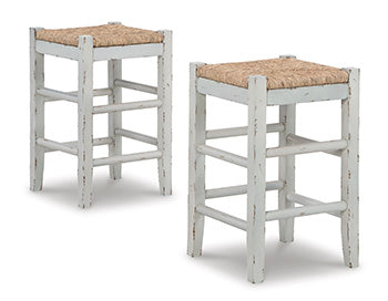 Haines Furniture Outlet - Ashley Furniture - Mirimyn Dining Room - Counter Height Bar Stool (Set of 2) / White - D508-224X2