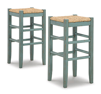 Haines Furniture Outlet - Ashley Furniture - Mirimyn Dining Room - Bar Height Bar Stool (Set of 2) / Teal - D508-330X2