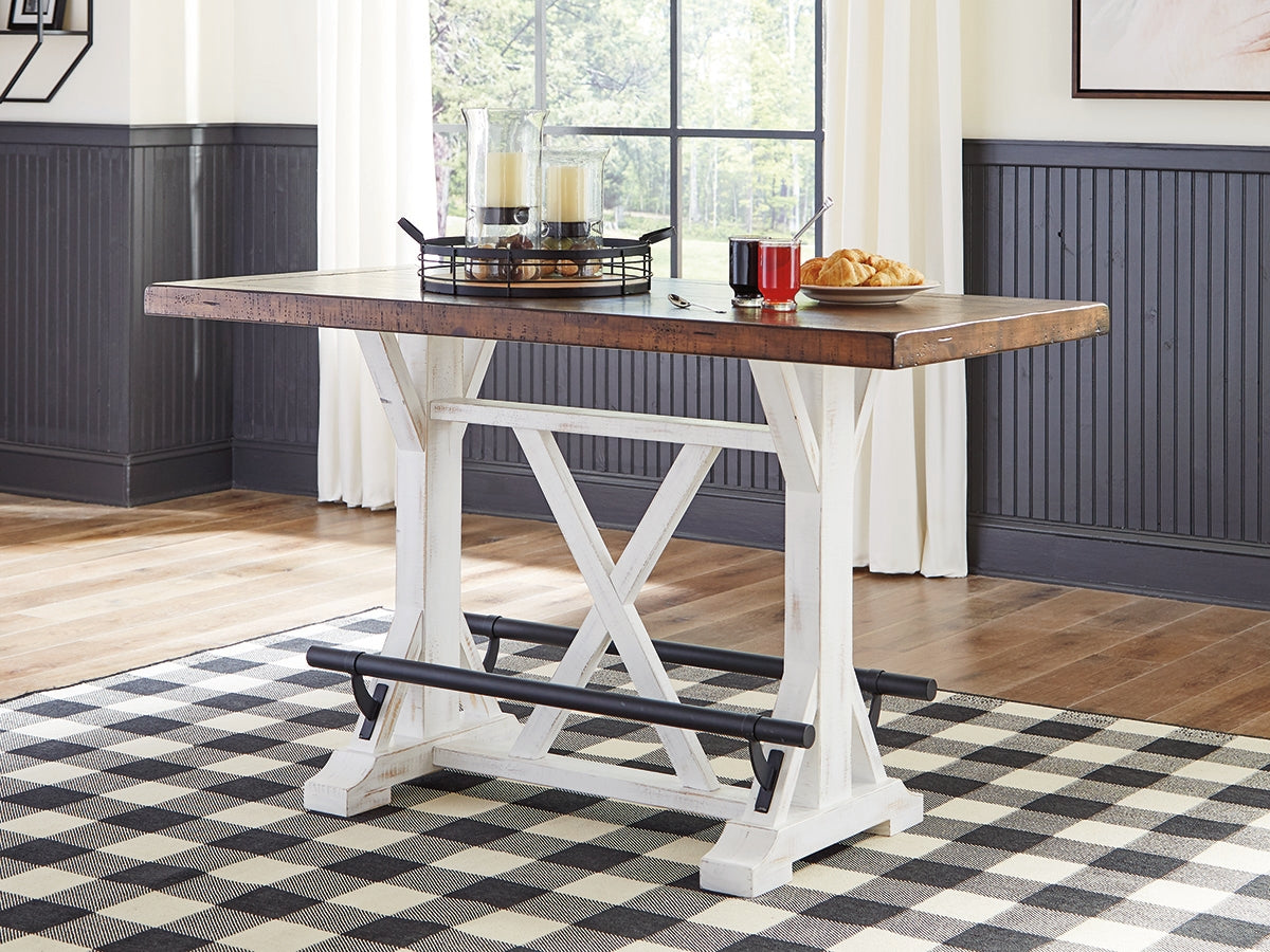 Haines Furniture Outlet - Ashley Furniture - Valebeck Dining Room - RECT Dining Room Counter Table / White/Brown - D546-13