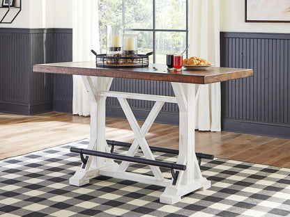 Haines Furniture Outlet - Ashley Furniture - Valebeck Dining Room - RECT Dining Room Counter Table / White/Brown - D546-13