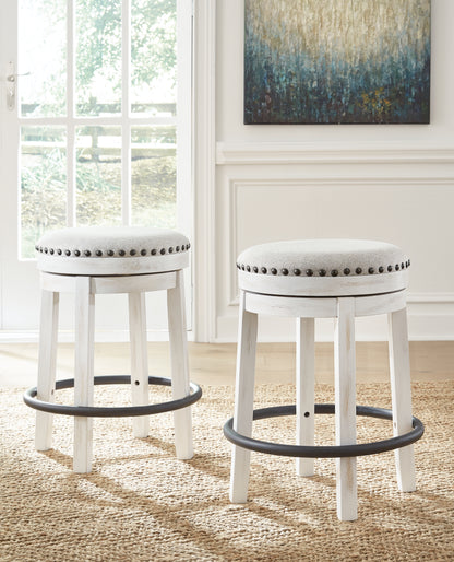 Haines Furniture Outlet - Ashley Furniture - Valebeck Dining Room - UPH Swivel Stool (1/CN) / White/Black - D546-324