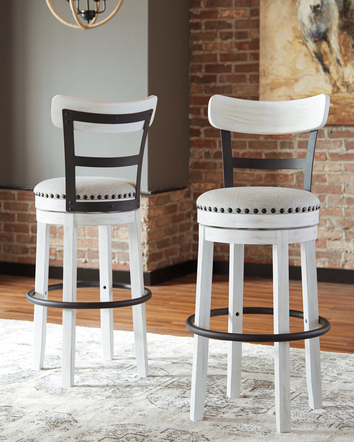Haines Furniture Outlet - Ashley Furniture - Valebeck Dining Room - Tall UPH Swivel Barstool(1/CN) / White - D546-530