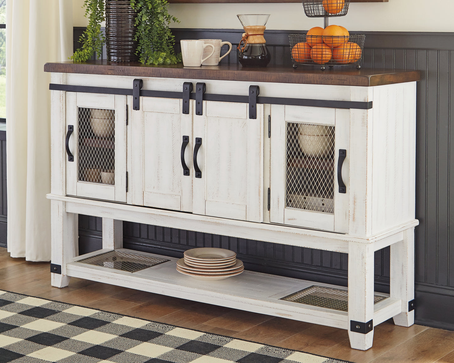 Haines Furniture Outlet - Ashley Furniture - Valebeck Dining Room - Dining Room Server / White/Brown - D546-60