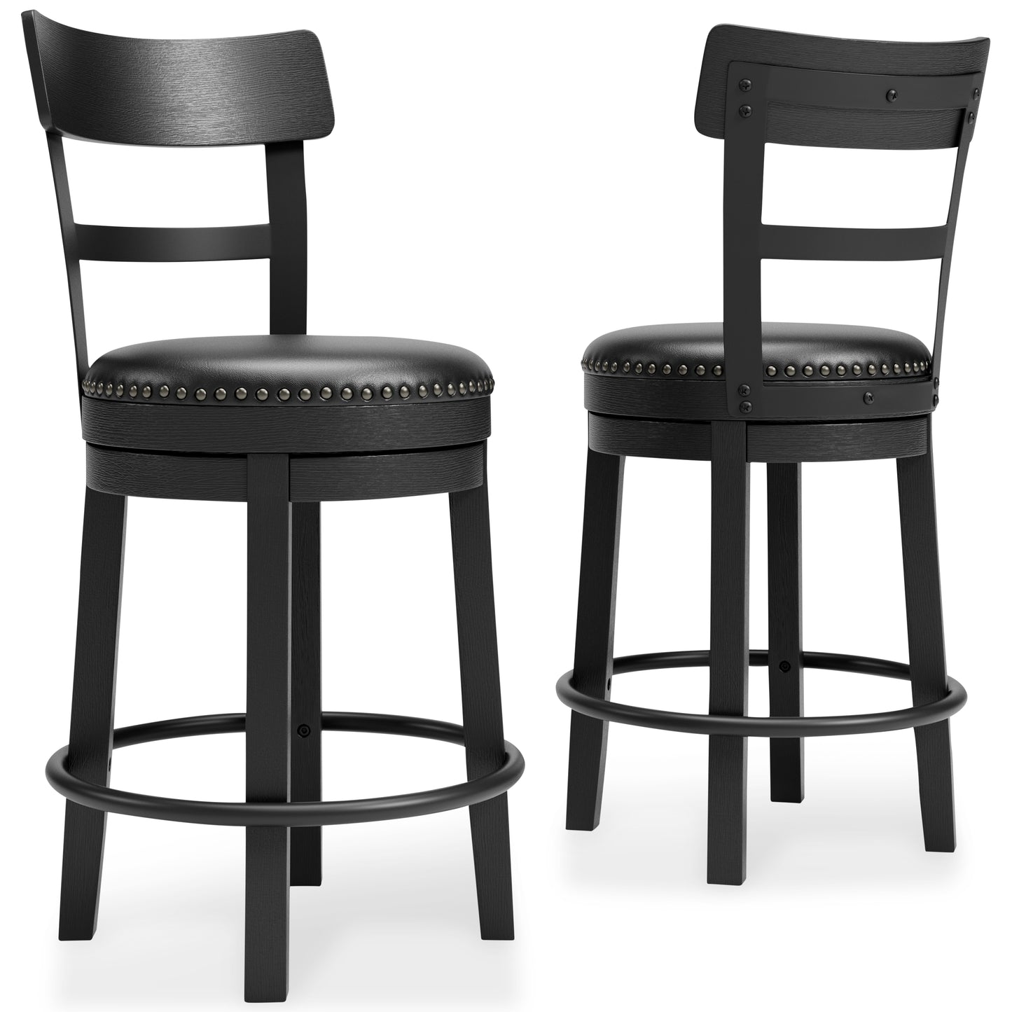Haines Furniture Outlet - Ashley Furniture - Valebeck Dining Room - UPH Swivel Barstool (1/CN) / Black - D546-624