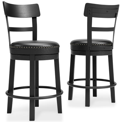 Haines Furniture Outlet - Ashley Furniture - Valebeck Dining Room - UPH Swivel Barstool (1/CN) / Black - D546-624