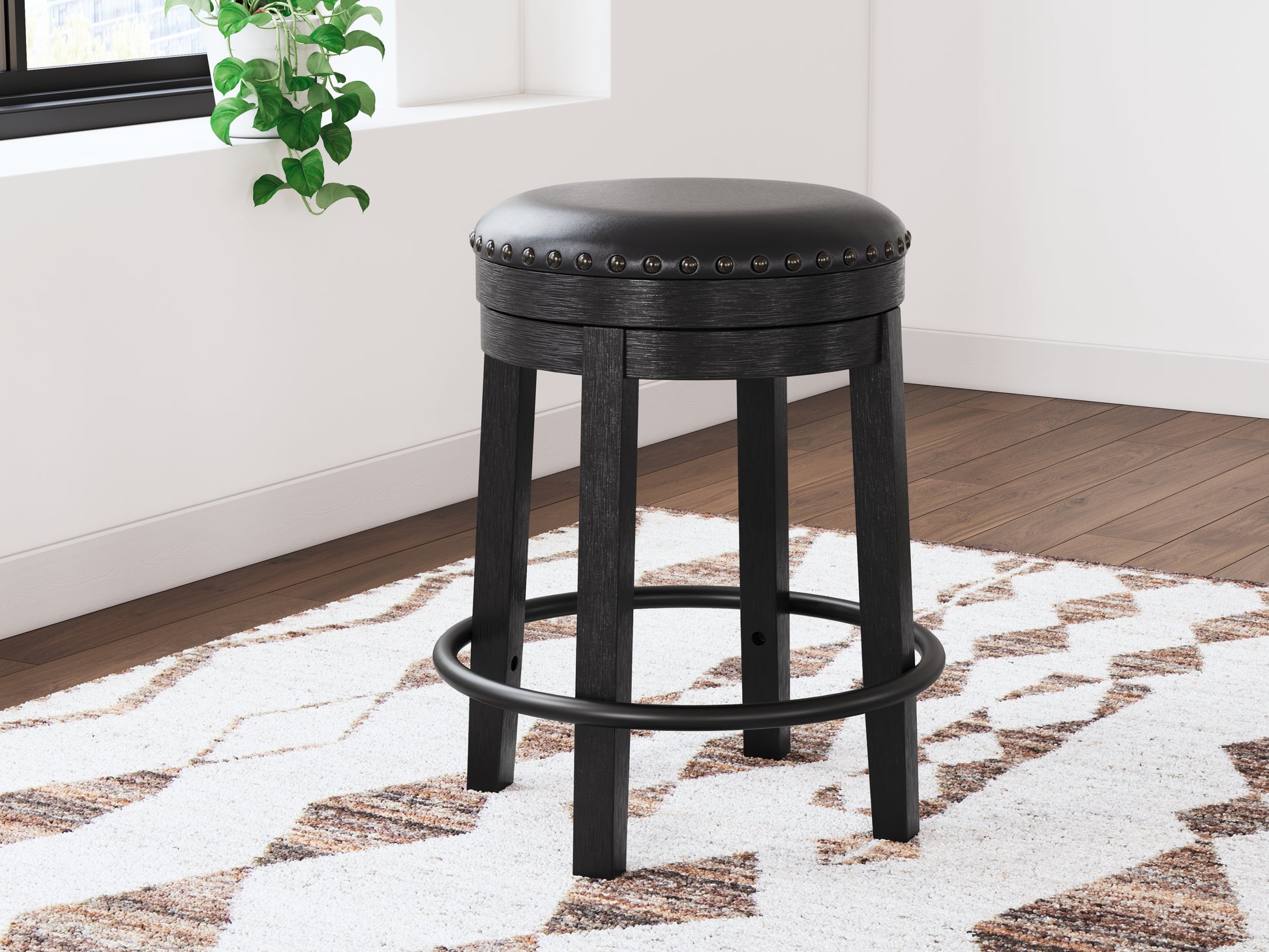 Haines Furniture Outlet - Ashley Furniture - Valebeck Dining Room - UPH Swivel Stool (1/CN) / Black - D546-824