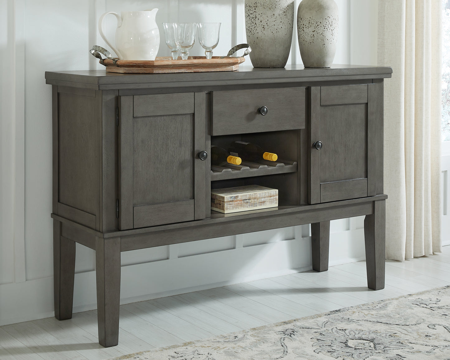 Haines Furniture Outlet - Ashley Furniture - Hallanden Dining Room - Dining Room Server / Gray - D589-60