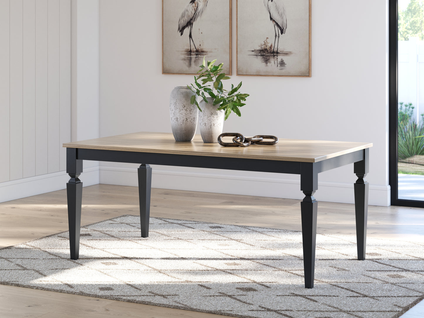 Haines Furniture Outlet - Ashley Furniture - Brenkerton Dining Table - Rectangular Dining Room Table / Grayish Brown/Black - PCD591-25
