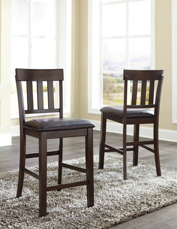 Haines Furniture Outlet - Ashley Furniture - Haddigan Dining Room - Counter Height Bar Stool (Set of 2) / Dark Brown - D596-124X2