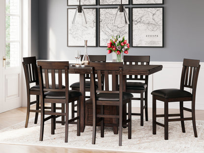 Haines Furniture Outlet - Ashley Furniture - Haddigan Dining Room - RECT DRM Counter EXT Table / Dark Brown - D596-42
