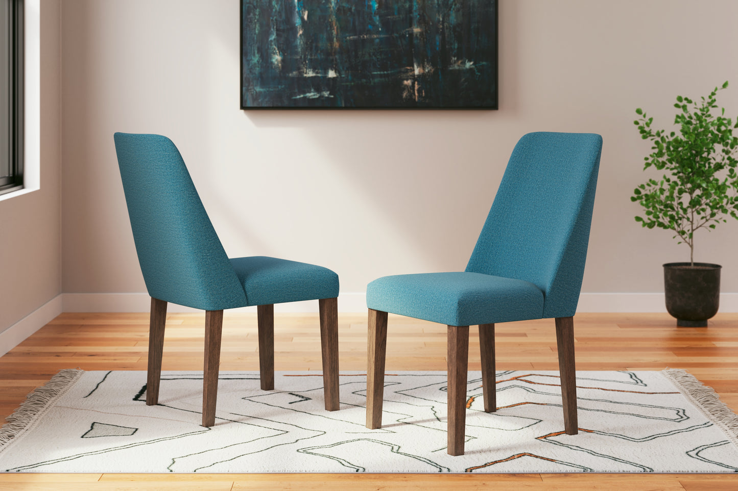 Haines Furniture Outlet - Ashley Furniture - Lyncott Dining Room - Dining Chair (Set of 2) / Blue/Brown - D615-03X2