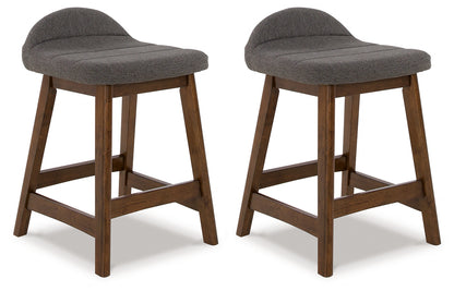Haines Furniture Outlet - Ashley Furniture - Lyncott Dining Room - Counter Height Bar Stool (Set of 2) / Charcoal/Brown - D615-224X2