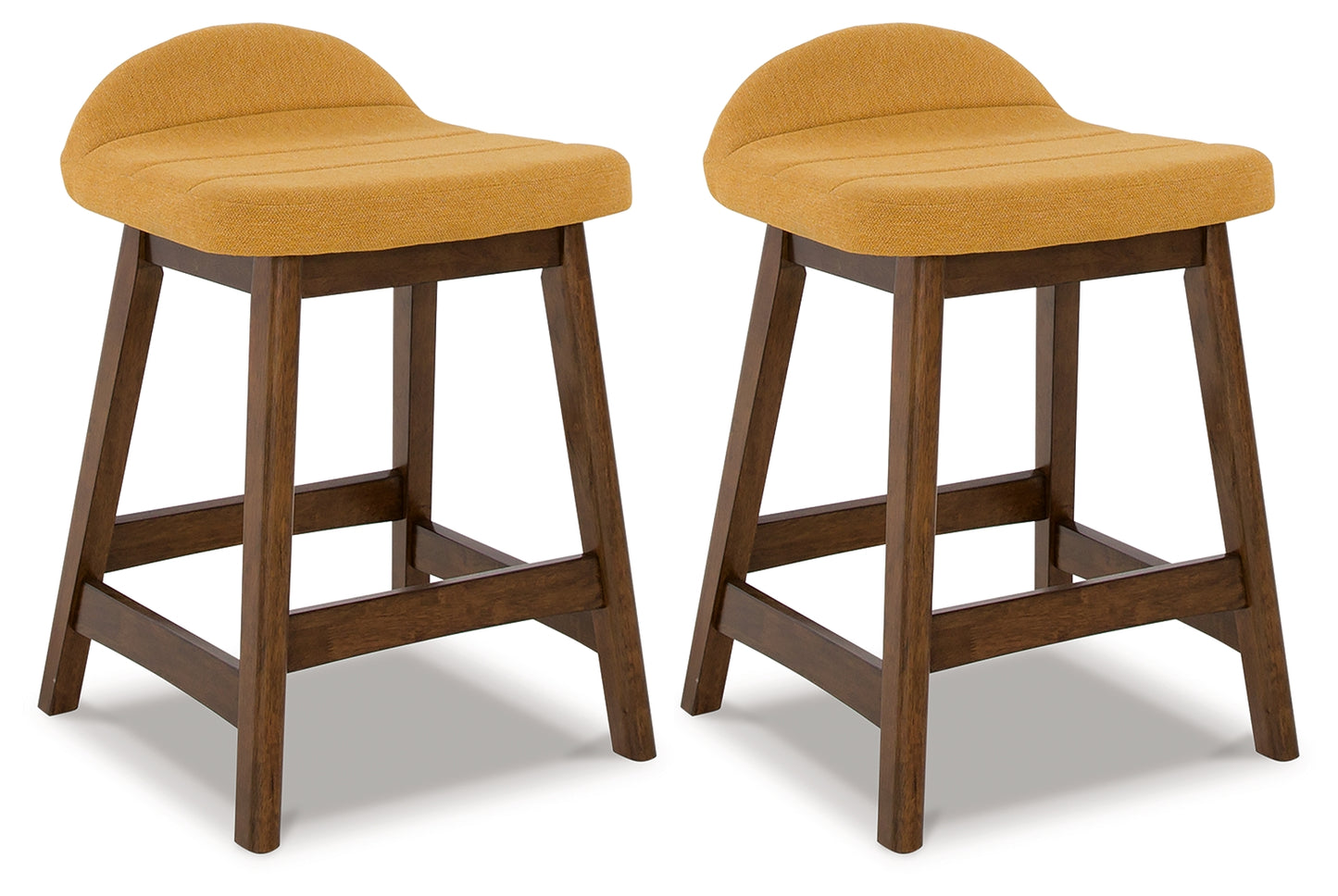 Haines Furniture Outlet - Ashley Furniture - Lyncott Dining Room - Counter Height Bar Stool (Set of 2) / Mustard/Brown - D615-424X2