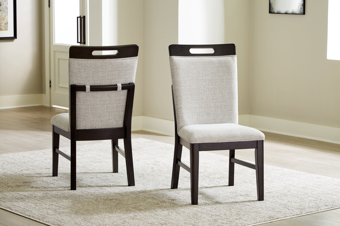 Haines Furniture Outlet - Ashley Furniture - Neymorton Dining Room - Dining Chair (Set of 2) / Dark Grayish Brown - D618-01X2