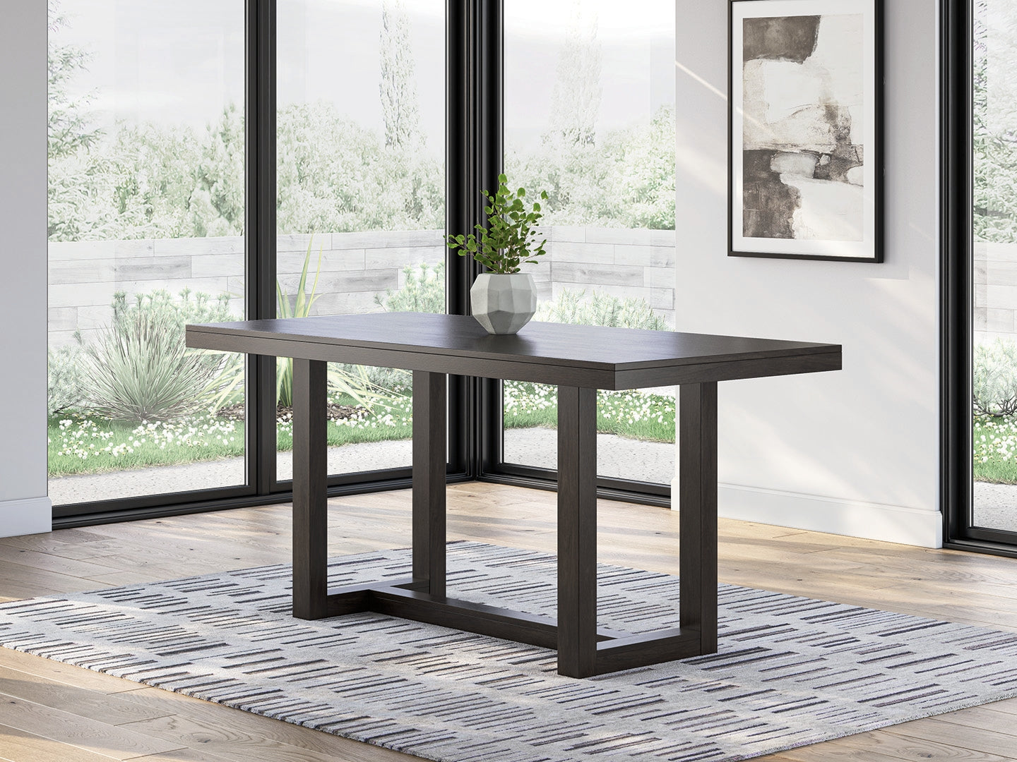 Haines Furniture Outlet - Ashley Furniture - Neymorton Dining Room - RECT Dining Room Counter Table / Dark Grayish Brown - D618-13