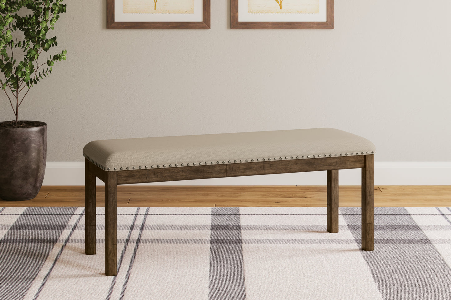 Haines Furniture Outlet - Ashley Furniture - Moriville Dining Room - Upholstered Bench / Beige / 48"W x 17"D x 20"H - D631-00