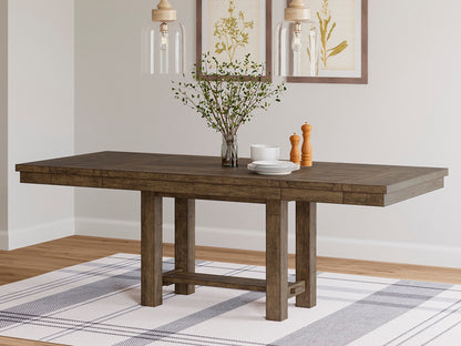Haines Furniture Outlet - Ashley Furniture - Moriville Dining Room - RECT Dining Room EXT Table / Grayish Brown / 36"W x 86"D x 30"H - D631-45