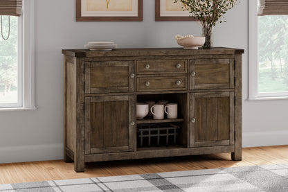 Haines Furniture Outlet - Ashley Furniture - Moriville Dining Room - Dining Room Server / Grayish Brown / 56"W x 18"D x 36"H - D631-60