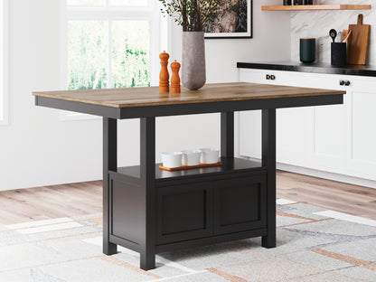 Haines Furniture Outlet - Ashley Furniture - Wildenauer Dining Room - RECT Dining Room Counter Table / Brown/Black / 60"W x 38"D x 36"H - D634-13