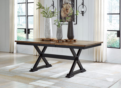 Haines Furniture Outlet - Ashley Furniture - Wildenauer Dining Room - RECT Dining Room EXT Table / Brown/Black / 40"W x 78"D x 30"H - D634-35