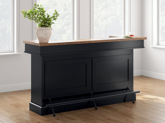 Haines Furniture Outlet - Ashley Furniture - Wildenauer 78" Bar - Bar / Brown/Black - D634-65