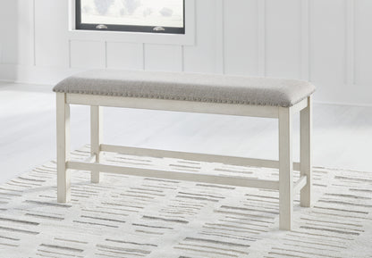 Haines Furniture Outlet - Ashley Furniture - Robbinsdale Dining Room - DBL Counter UPH Bench (1/CN) / Antique White - D642-09