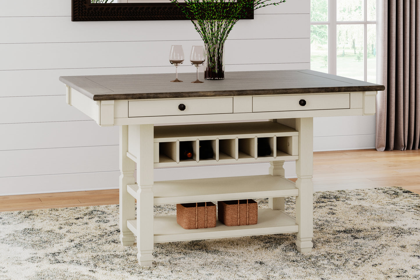 Haines Furniture Outlet - Ashley Furniture - Bolanburg Dining Room - RECT Dining Room Counter Table / Two-tone - D647-32
