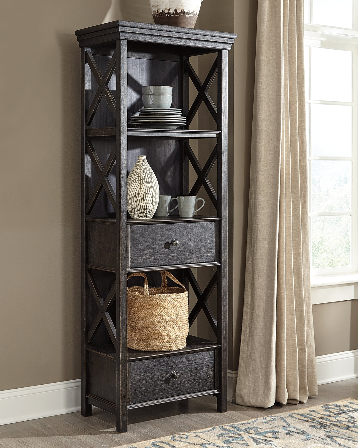 Haines Furniture Outlet - Ashley Furniture - Tyler Creek Dining Room - Display Cabinet / Black/Gray - D736-76