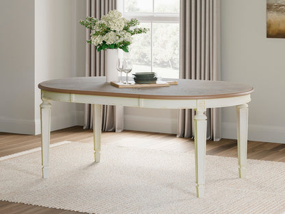 Haines Furniture Outlet - Ashley Furniture - Realyn Dining Room - Oval Dining Room EXT Table / Chipped White - D743-35