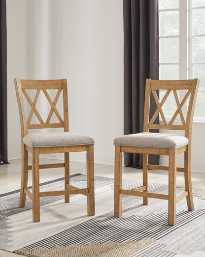 Haines Furniture Outlet - Ashley Furniture - Havonplane Dining Room - Barstool (Set of 2) / Brown - D773-124X2