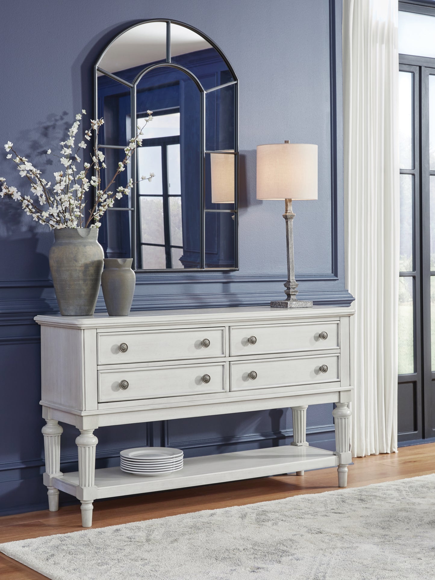 Haines Furniture Outlet - Ashley Furniture - Montelaine Dining Room - Dining Room Server / Antique White - D795-60