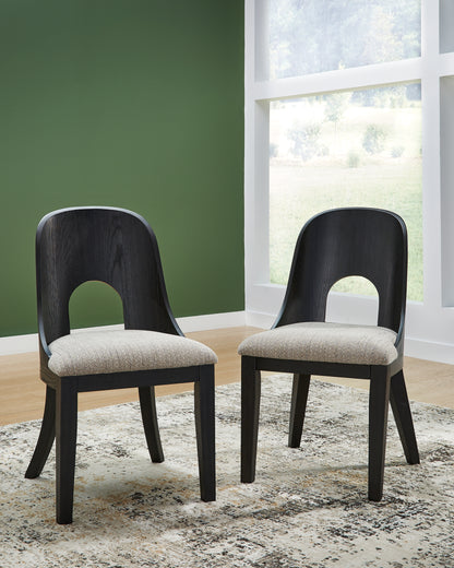 Haines Furniture Outlet - Ashley Furniture - Rowanbeck Dining Room - Dining Chair (Set of 2) / Black - D821-01X2